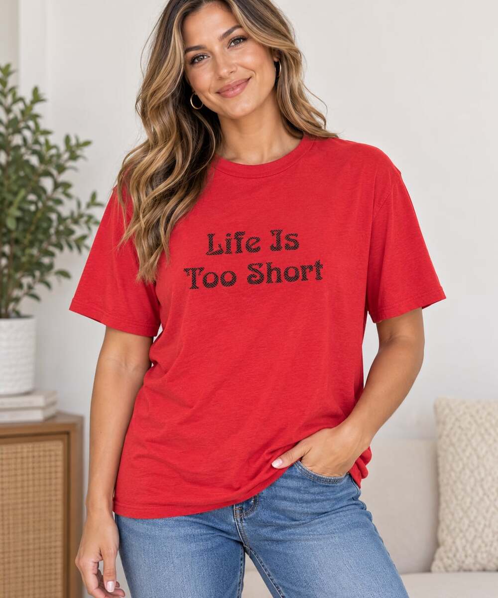 Bella + Canvas Life Is Too Short Graphic T-Shirt 2XL Red